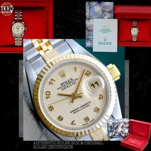 ROLEX LADIES DATEJUST WATCH 69173 GOLD & STEEL BEIGE DIAL FLUTED BEZEL 26MM